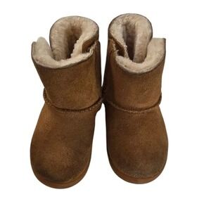 UGG Erin Baby Toddler Booties Chestnut Suede Sheepskin Shearling Boots 5202 sz 8